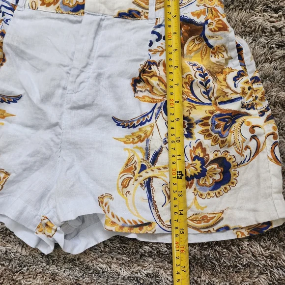 Joie 100% Linen. Floral Print Top and Shorts Set - White and Yellow - Picture 10 of 16